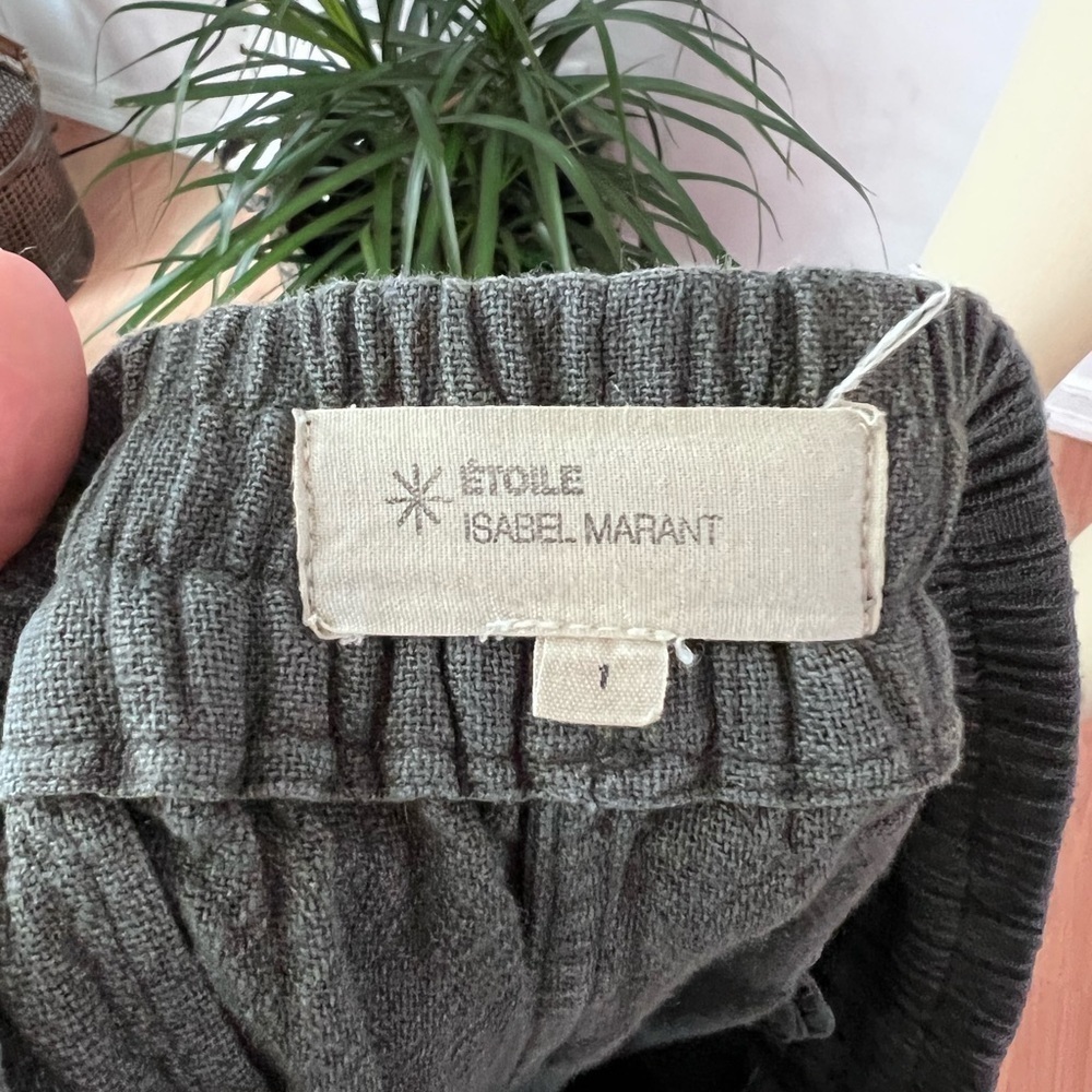 Etoile Isabel Marant Joggers Size 1 Moto Zippered Cuff Linen Gray Washed - Picture 8 of 8